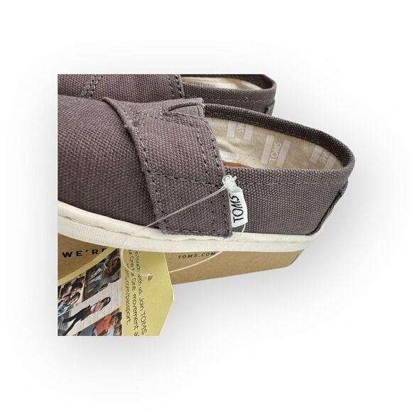 NWT Toms Kids Tiny Classic Hook & Loop Alpargata Sneaker Shoes Ash Canvas Sz T5 - Picture 5 of 10